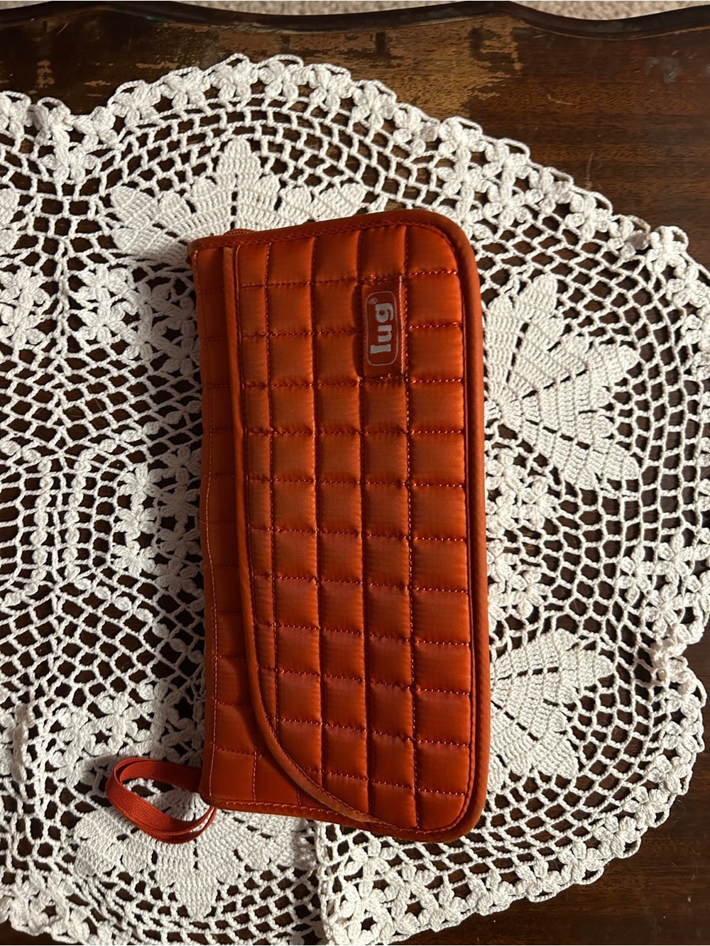 Orange lug travel wallet/passport holder